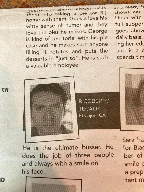 Found this Employee on a Black Bear Diner Menu