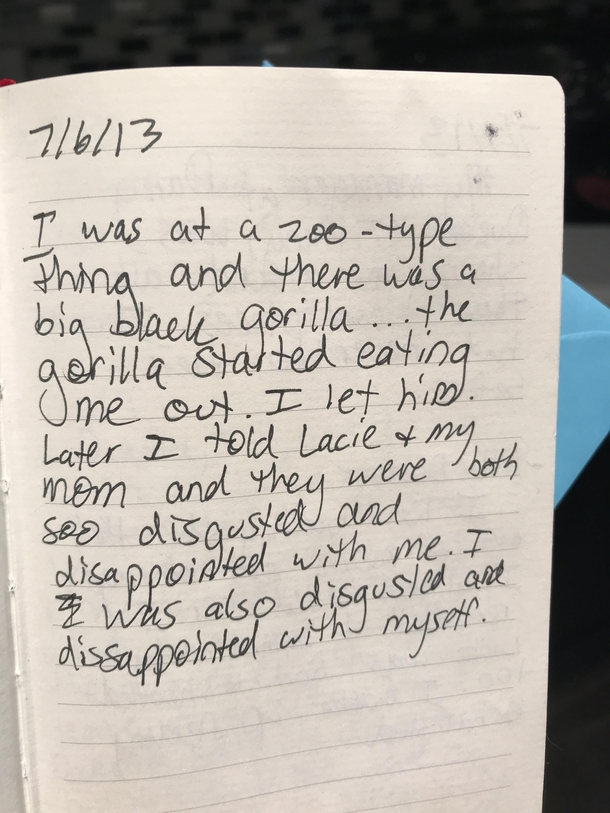 Found this entry while leafing thru my gfs old dream journal