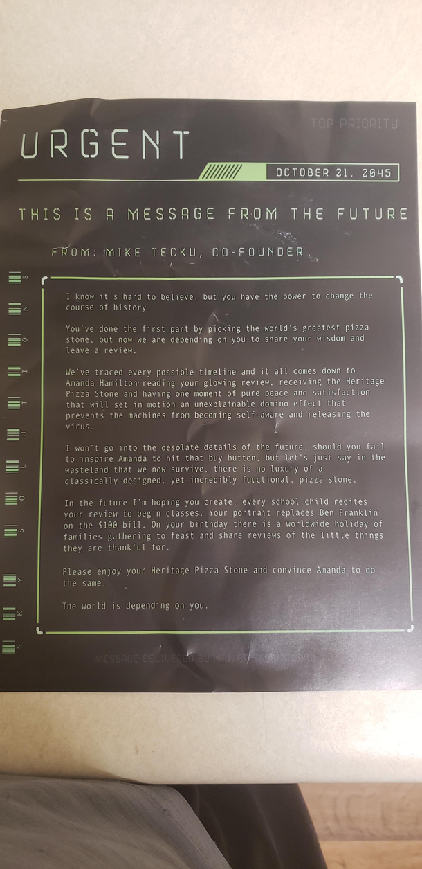 Found this in my new pizza stone