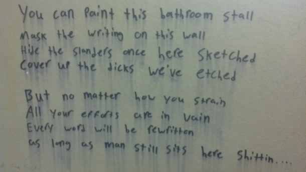 Found this in my school stall after the school had a warning about the stall graffiti