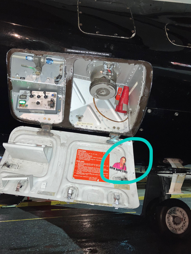 Found this inside the fueling panel of a private jet