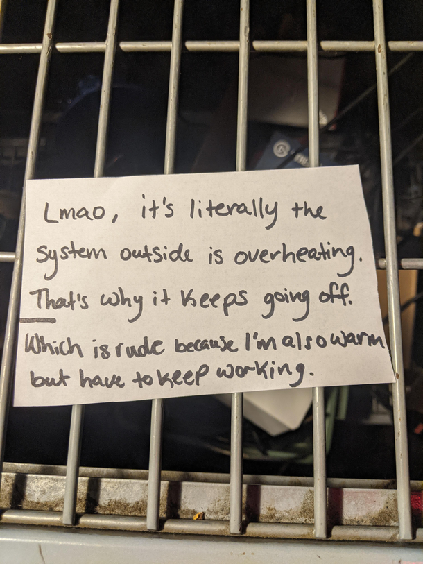 Found this note at work tonight and I can relate