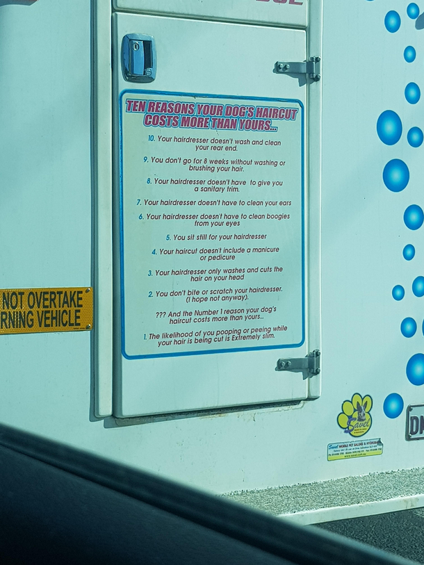 Found this on the back of a pet wash van