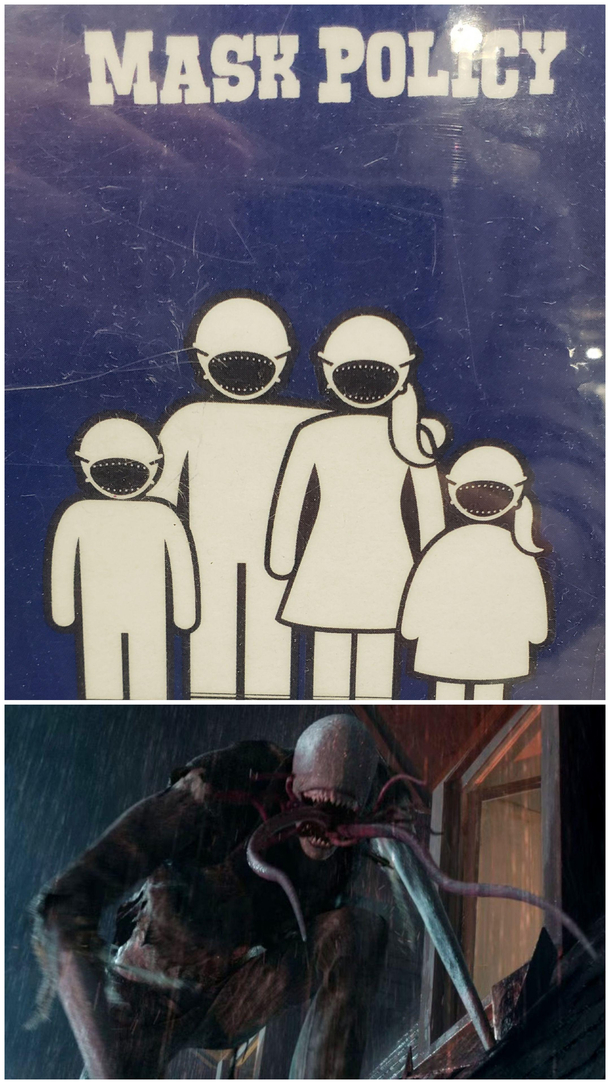 Found this today and thought it looked familiar Mrs Peregrines home for creepy fcking mask signs
