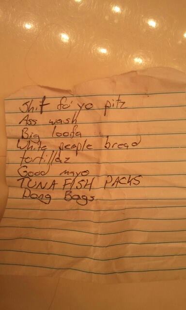 Found Wal-Mart Shopping List