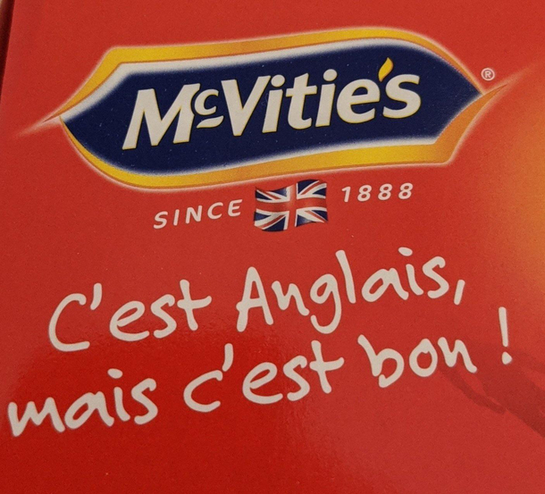 French slogan for these chocolate biscuits its English but its good