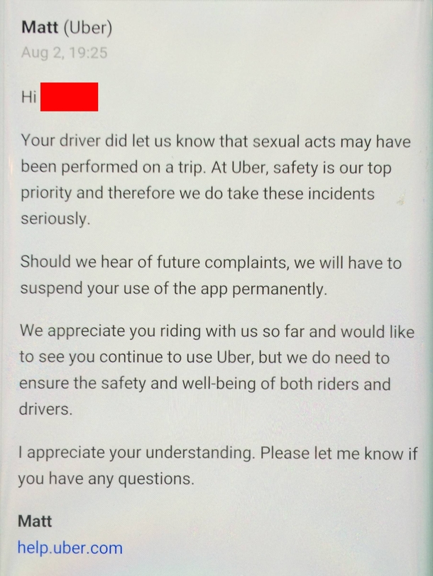 Friend Blacked Out and Got this Email from Uber the Next Day