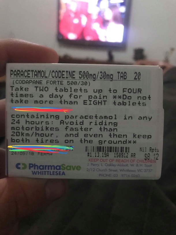 Friend broke his leg in a dirt bike accident this weekend Pharmacist has no chill