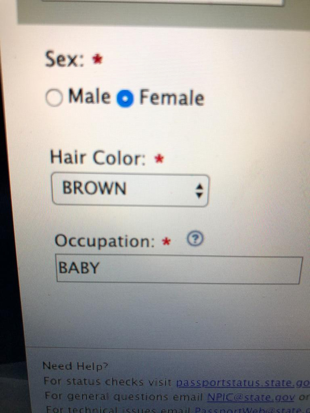 Friend of mine is applying for her babies passport 