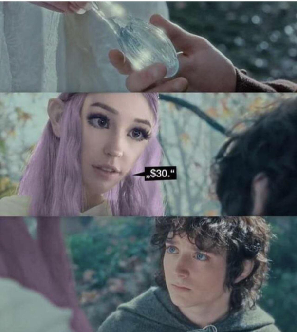 Frodo buying Legolas wannabes bath water