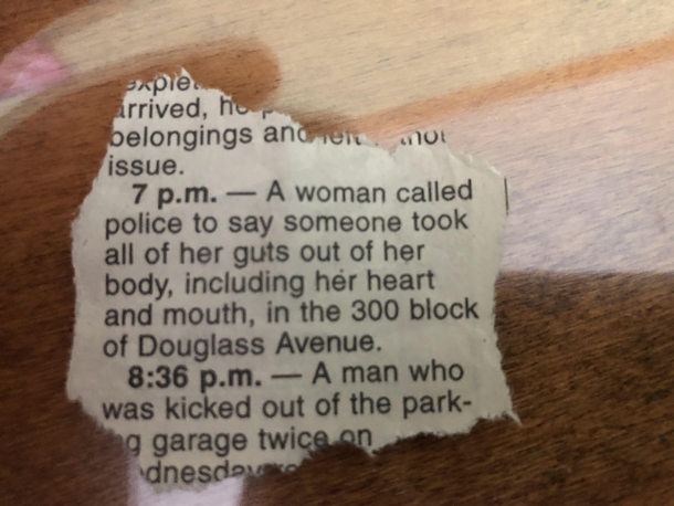 From my local police blotter
