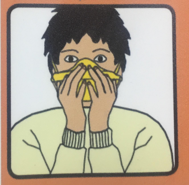 From the emergency procedures insert on a recent flight Dude looks scared shitless