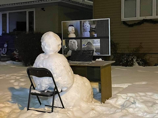Frosty chatting with the fam