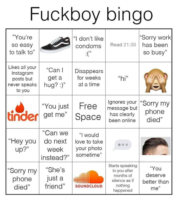 FUCK BOY BINGO