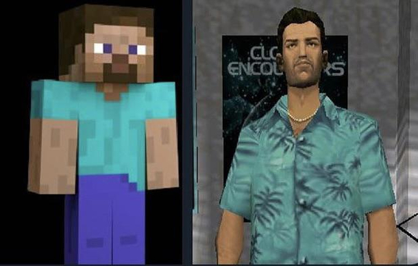 Fun fact Minecraft Steve is a low poly placeholder model of Tommy Vercetti from when Notch was thinking of making Minecraft a GTA fan game