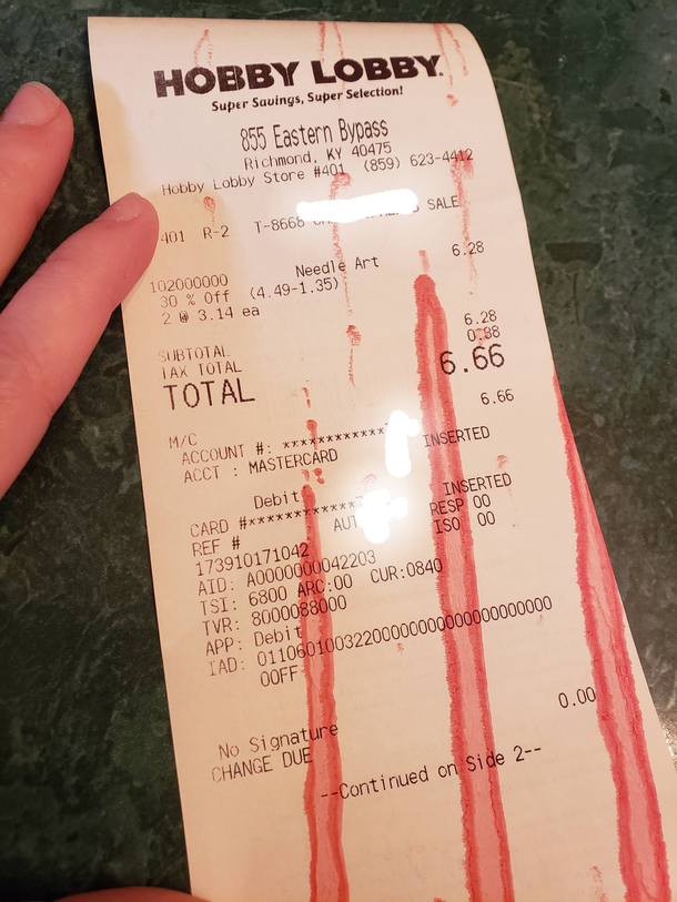 Fun Fact when a Hobby Lobby purchase rings up  it receives the Mark of the Beast