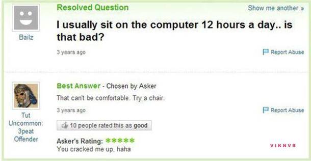 Funny and Silly Answer on Yahoo Answers