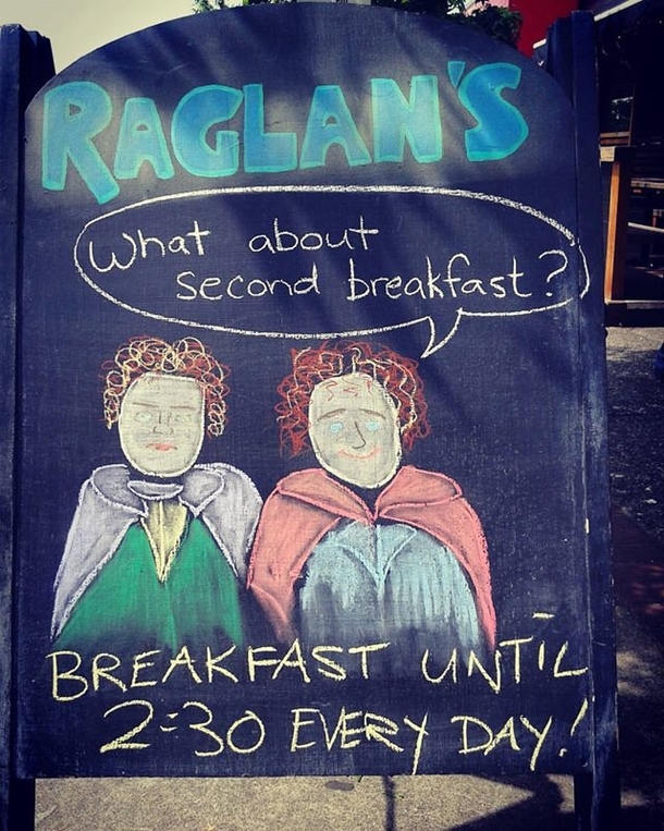 Funny Lord of the Rings-themed restaurant sign in Vancouver BC
