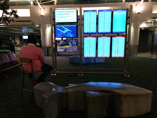 Gamer when their flight is delayed