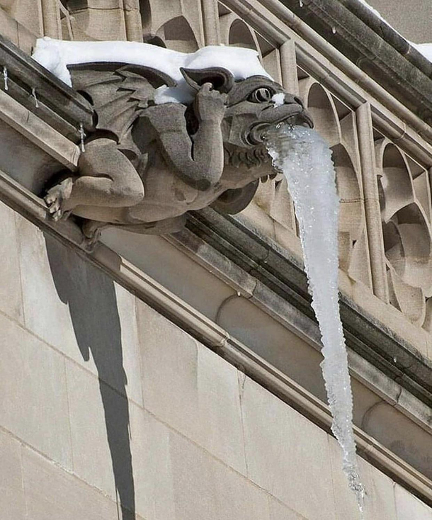 Gargoyle throwing up ice