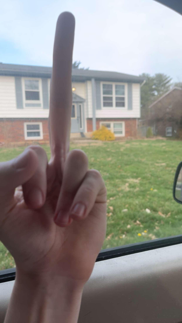 Gave my friend a long finger