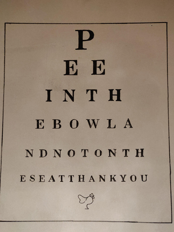 Getting an eye test in the bathtoom