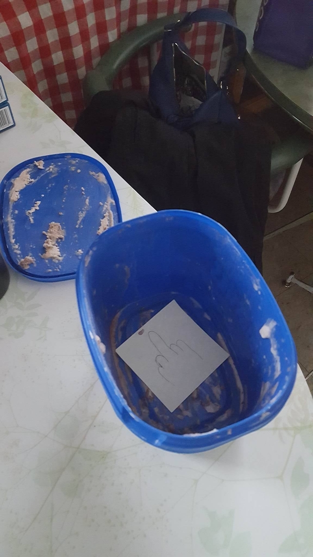 GFs brother ate all the ice cream and left this inside for her