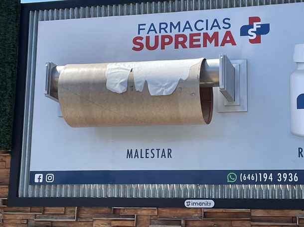 Giant toilet paper roll ad in Mexico