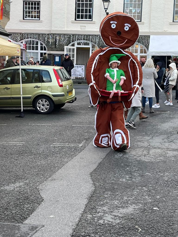 Gingerbread dreadnought at Hawkshead Xmas fair England