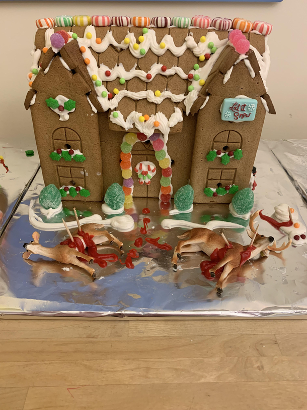 Gingerbread house entry at our forced contest at work Did not win first place