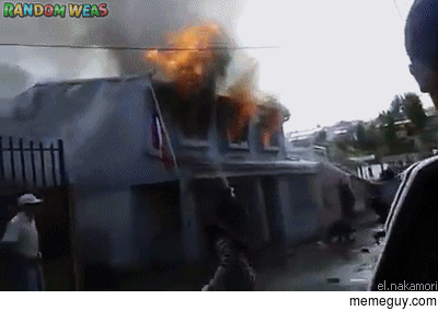 Girl attempting to help put out the fire