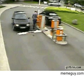 Girl clotheslined by parking gate barrier