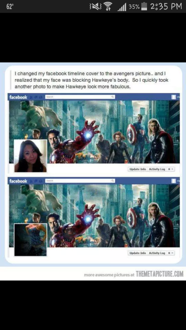 Girl posts body pic to match Hawkeye