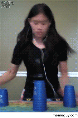 Girl stacking cups