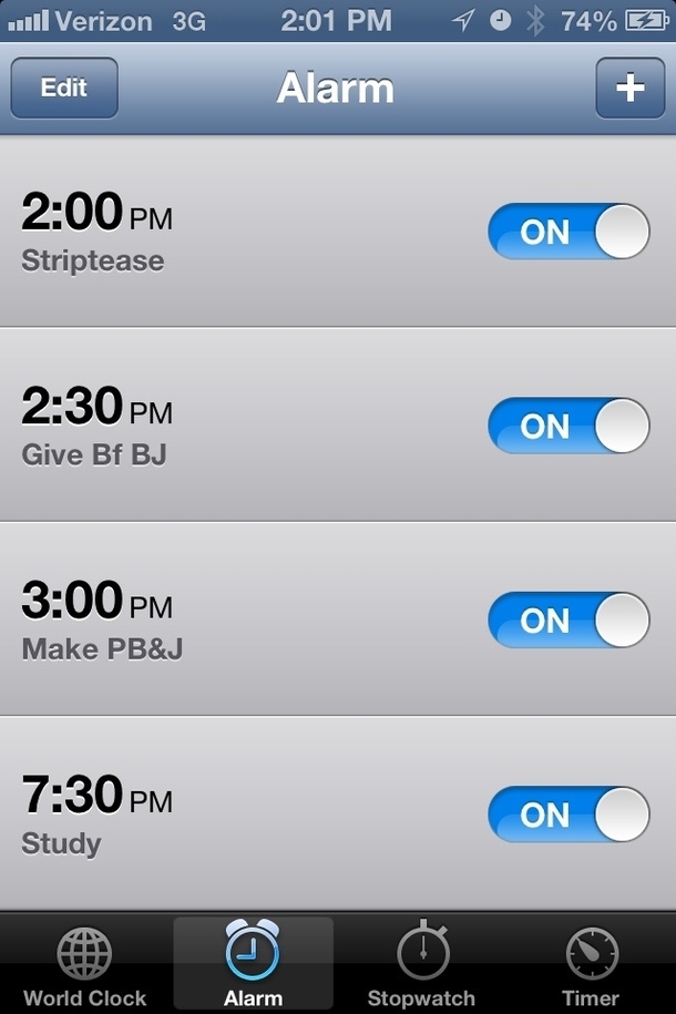 Girlfriends alarm went off unexpectedly she wasnt amused at my new additions to her schedule