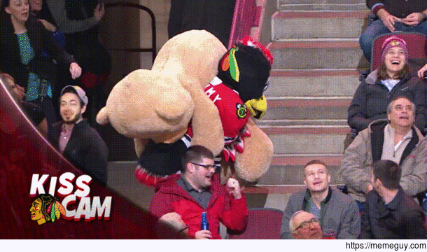 Giving a teddy bear on Kiss Cam