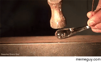 Glass meets hammer in slow motion
