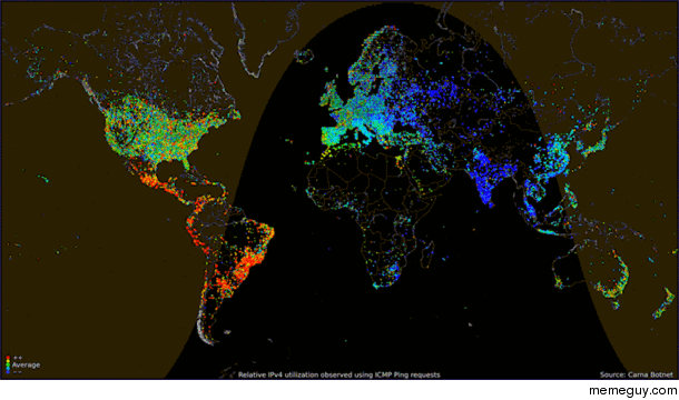 Global internet usage by time of day
