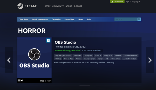 god I love the horror game called OBS Studio