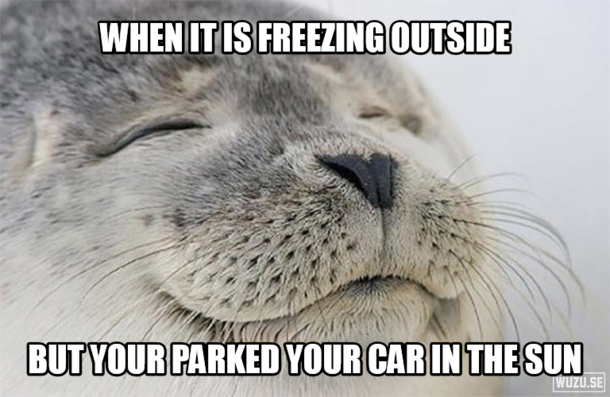 God it feels good to get into a warm car on a cold day