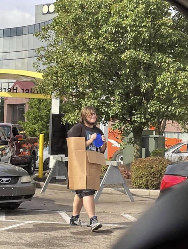 Going through drive-thru in new car