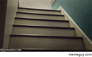 Going up the stairs like a BOSS