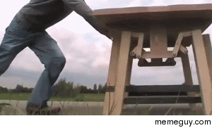 Good guy table helps you move itself