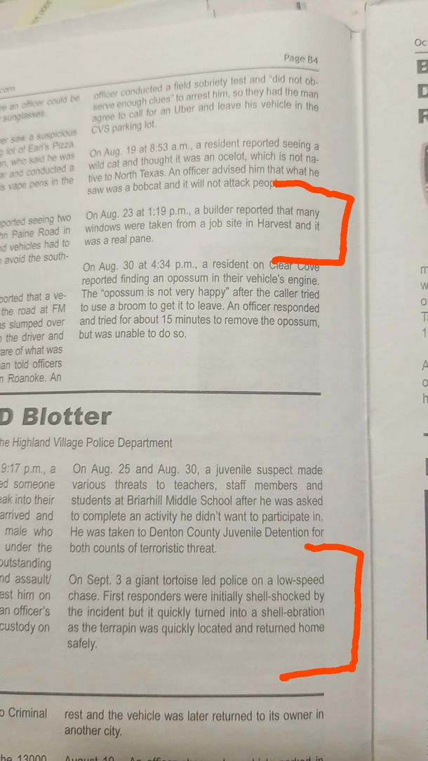 Good ole police blotter