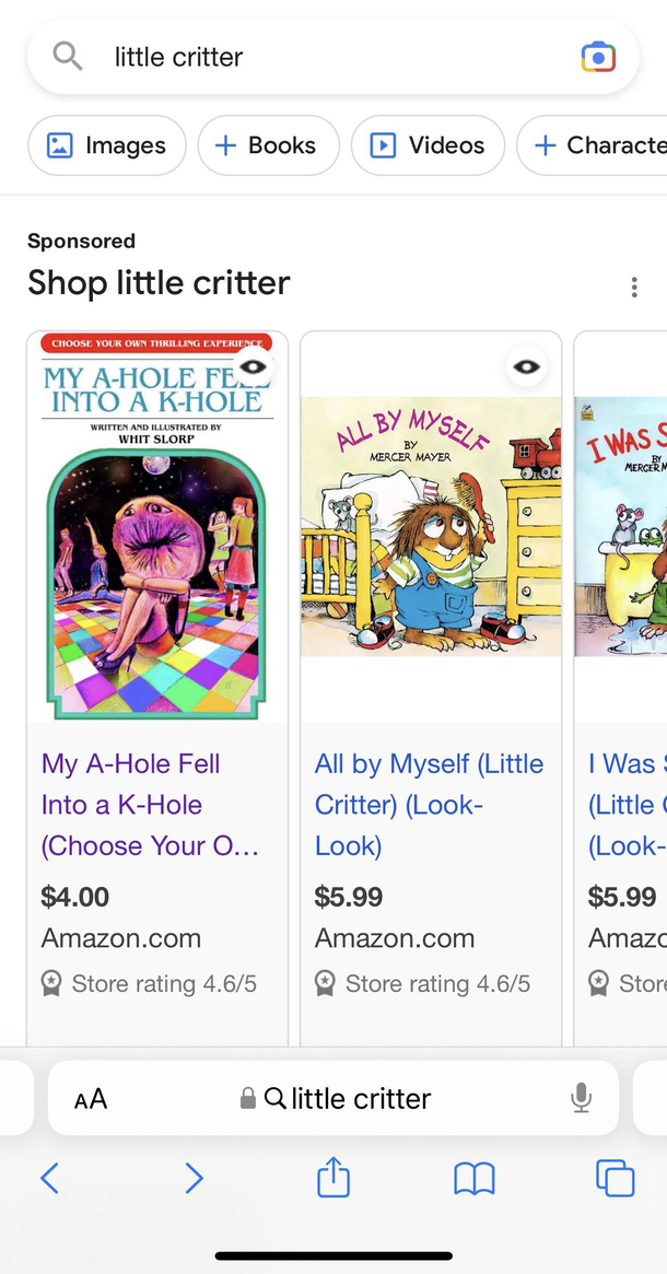 Good thing my kids dont try to order Little Critter books on their Kindles