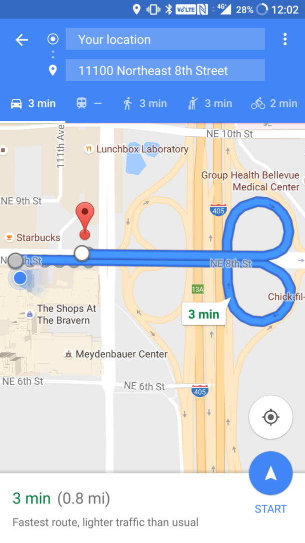 Google gives the best directions