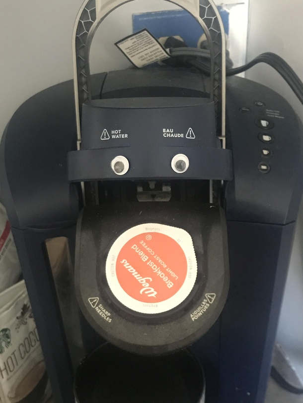Googly eyes make coffee better