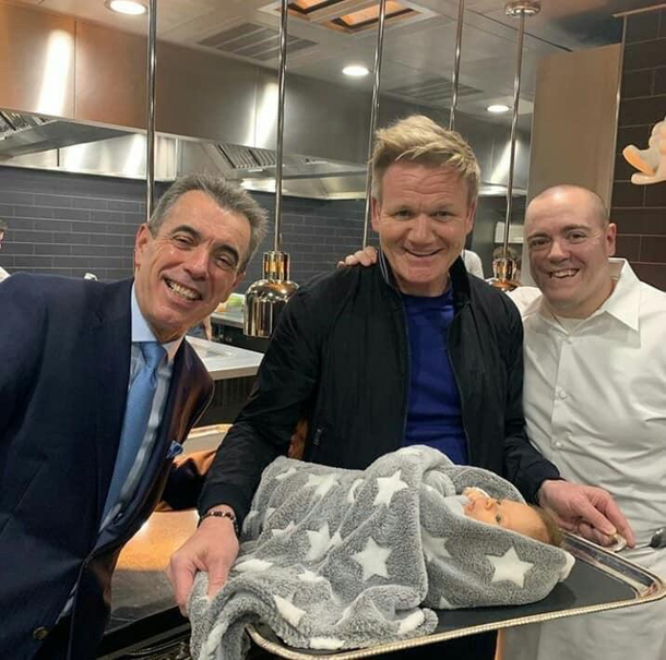Gordon Ramsay introducing his new invention Oscar Ramsay the kid is seriously so cute