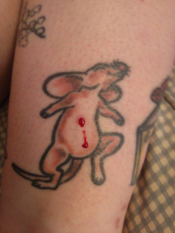 Got a bug bite and now my happy mouse looks like he was shot in a drive by