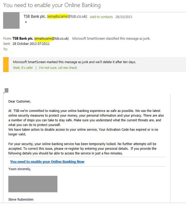 Got an e-mail from the bank looks legit